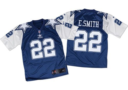 Nike Cowboys #22 Emmitt Smith Navy Blue/White Throwback Men's Stitched NFL Elite Jersey